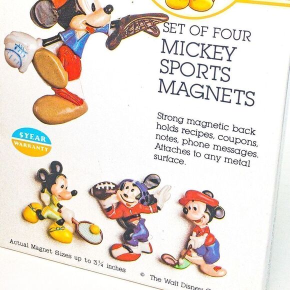 Vintage Mickey Mouse Sports Magnets Hoan Set of 4 - Picture 9 of 10